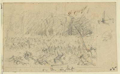 Szorstki szkic sceny bitwy autorstwa Alfred Rudolph Waud