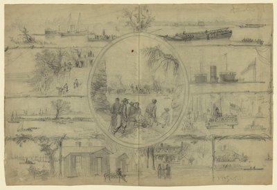 Sceny związane z holenderskim kanałem Gap autorstwa Alfred Rudolph Waud