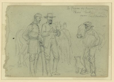 Książę de Joinville szkicujący „Paryż” patrzący, w pobliżu Cumberland autorstwa Alfred Rudolph Waud