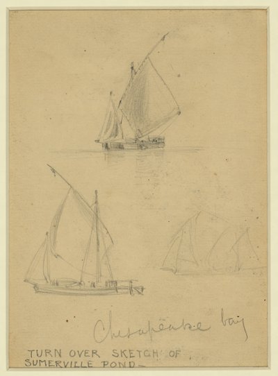 Trzy żaglówki na zatoce Chesapeake autorstwa Alfred Rudolph Waud