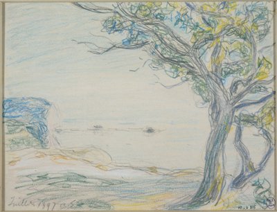 Drzewa nad morzem autorstwa Alfred Sisley
