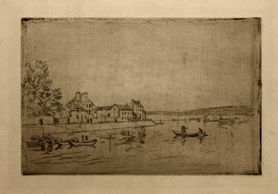 Banks of the Loing: sześć zacumowanych kajaków autorstwa Alfred Sisley