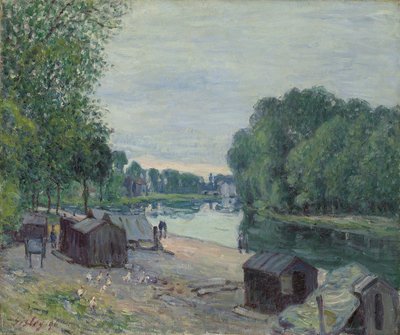 Chaty na skraju Loing; Cabanes au bord du Loing, 1896 autorstwa Alfred Sisley