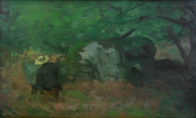 Malarz Monet w lesie Fontainebleau autorstwa Alfred Sisley