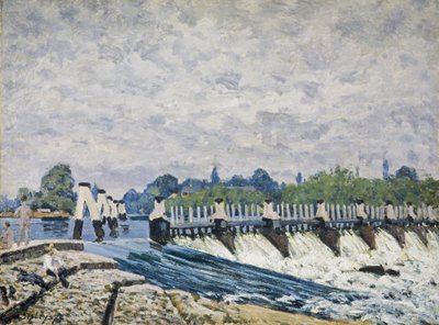 Molesey Weir, Hampton Court autorstwa Alfred Sisley
