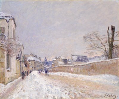 Rue Eugène Moussoir w Moret: zima 1891. autorstwa Alfred Sisley