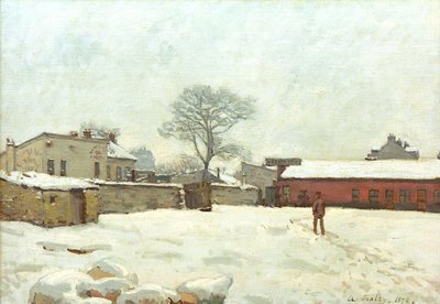 Pod śniegiem, gospodarstwo w Marlyle-Roi autorstwa Alfred Sisley