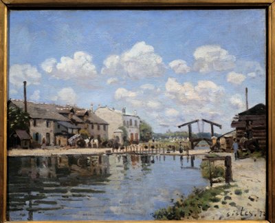 Kanał św. Marcina w Paryżu w 1872 r. Widok na zamek. Obraz Alfreda Sisleya (1839-1899) 1872 wym. 0,38 x 0,46 m Paryż, musee d