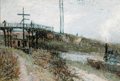 Kładka nad torami kolejowymi w Sevres, c.1879 autorstwa Alfred Sisley