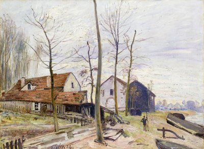 The Mills of Moret z Rising Sun; Młyny Moret, o wschodzie słońca, 1889 autorstwa Alfred Sisley