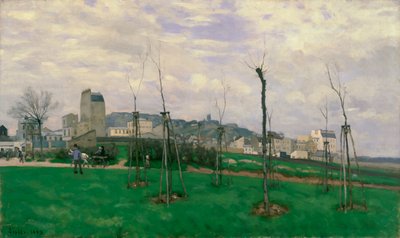 Widok na Montmartre z Miasta Kwiatów, 1869 autorstwa Alfred Sisley