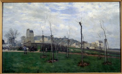Widok Montmartre zaczerpnięty z miasta kwiatów w Batignolles Obraz Alfreda Sisleya (1839-1899) 1869 Nd. 0,7x1,17 m Grenoble, Muzeum Sztuk Pięknych autorstwa Alfred Sisley