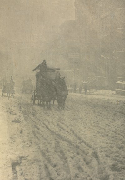 Praca z kamerą: Zima - Piąta Aleja, 1892. autorstwa Alfred Stieglitz