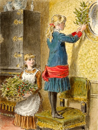 Dekorowanie na Boże Narodzenie, pub. 1854. autorstwa Alfred W Cooper