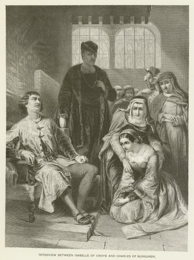 Wywiad między Isabelle of Croye i Karolem Burgundii autorstwa Alfred W. Elmore