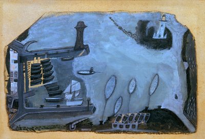 „To jest łowisko Sain, które kiedyś było”: port St. Ives i latarnia morska Godrevy autorstwa Alfred Wallis