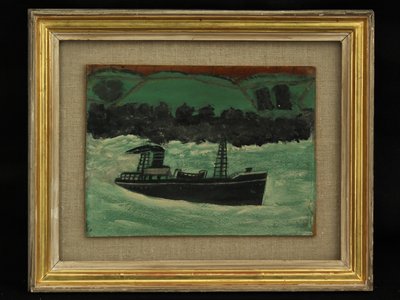 Trawler u wybrzeży Kornwalii, ok. 1928 r. autorstwa Alfred Wallis