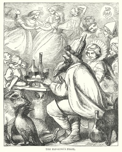 Hans Christian Andersen: Wzgórze Elfów (litografia) autorstwa Alfred Walter (after) Bayes