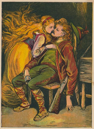 Hans Christian Andersen: Lodowa Dziewica (kolorowa litografia) autorstwa Alfred Walter (after) Bayes