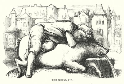 Hans Christian Andersen: Metalowa świnka (litografia) autorstwa Alfred Walter (after) Bayes