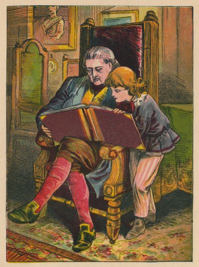 Hans Christian Andersen: Stary dom (kolorowa litografia) autorstwa Alfred Walter (after) Bayes