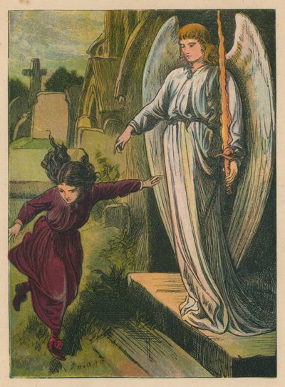 Hans Christian Andersen: Czerwone buciki (kolorowa litografia) autorstwa Alfred Walter (after) Bayes