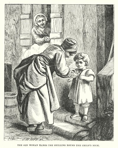 Hans Christian Andersen: Srebrny szyling (litografia) autorstwa Alfred Walter (after) Bayes