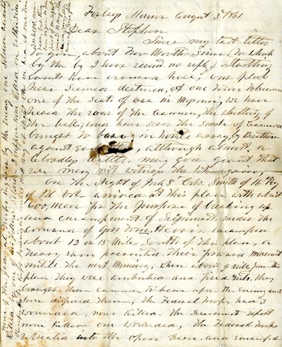 List [Alfreda Warnera] do Stephena, 3 sierpnia 1861 r autorstwa Alfred Warner