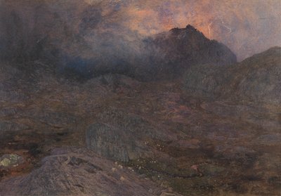 Cwn Trifaen, ok. 1857 (wc z kolorem ciała i wydrapane) autorstwa Alfred William Hunt