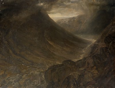Wasdale Head z przełęczy Styhead, Cumbria, ok. 1854 r. autorstwa Alfred William Hunt