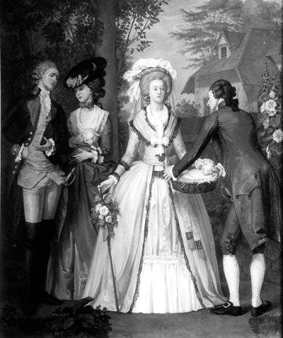 Marie-Antoinette (1755-93) z Habsbourg-Lorraine, królowa Francji i Nawarry, jako pasterka w Trianon (bw print) autorstwa Alfred Wilson Cox