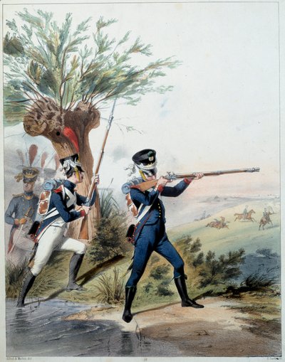 Armia Napoleońska: Gwardia Cesarska. Grawer Alfreda De Marbota (XIX w.) 1809. Malmaison, Muzeum Zamkowe. autorstwa Alfred de (after) Marbot