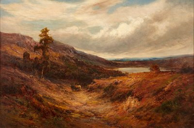 Bydło górskie na górskiej ścieżce (olej na płótnie) autorstwa Alfred de Breanski