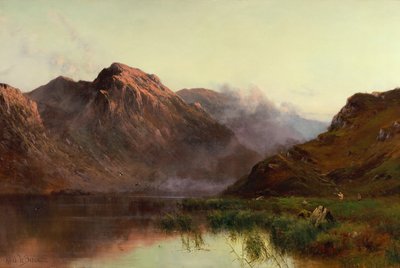 Polowanie na dzikie ptactwo Llyn Crafnant (olej na płótnie) autorstwa Alfred de Breanski