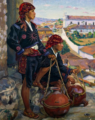 Przewoźnicy wody, Chichicastenango autorstwa Alfredo Gálvez Suárez