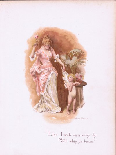 Ja z różami każdego dnia będę was biczować., z Some Old Love Songs wydanych przez Hildesheimer & Faulkner, 1892 autorstwa Alice Havers