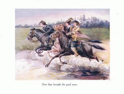 Jak przynieśli dobre wieści z Gandawy do Aix, ilustracja z Wierszy dla młodych: Robert Browning, ok. 1920 autorstwa Alice Ross