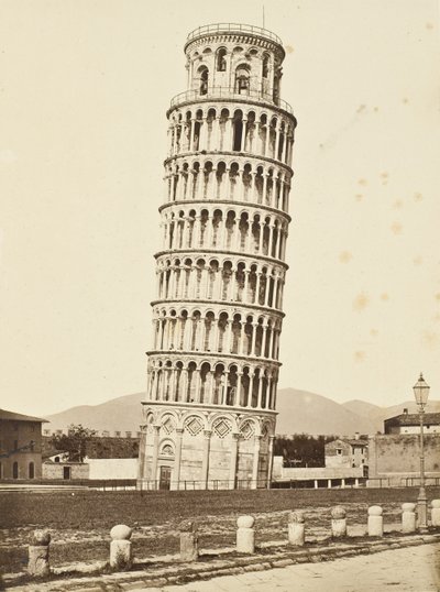 Campanile, Piza, ok. 1850 (srebrodruk albumowy) autorstwa Fratelli Alinari