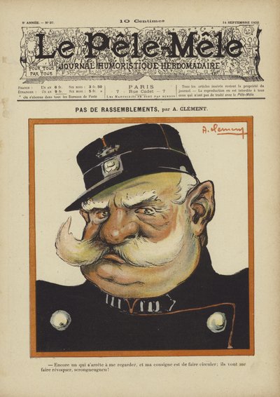 Żadnych zgromadzeń. Ilustracja do Le Pele-Mele, 1902 autorstwa Aline Clement