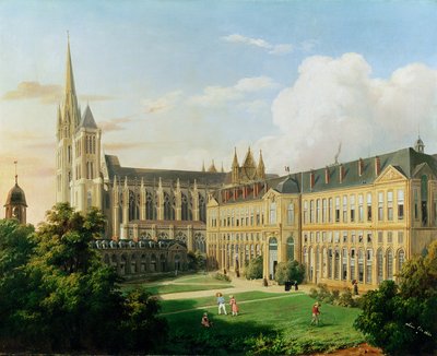 Kościół opactwa Saint-Denis i Szkoła Legii Honorowej w 1840 r. autorstwa Aline Clement