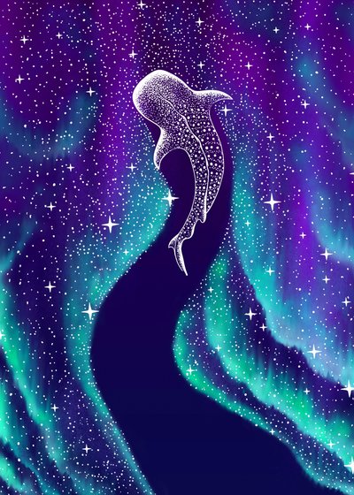 Zorza polarna i rekin wielorybi autorstwa Alirıza ÇAKIR