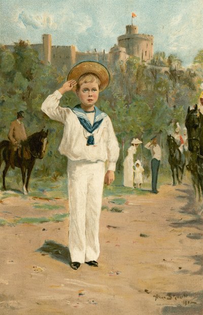 H R H Książę Edward Walii pozdrawiając Kolory (kolor lito) autorstwa Allan (after) Stewart