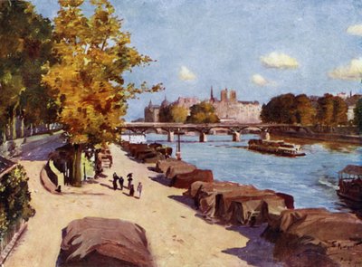 Paryż: Sekwana i Ile de la Cite z Pont du Carrousel (kolor lito) autorstwa Allan Stewart