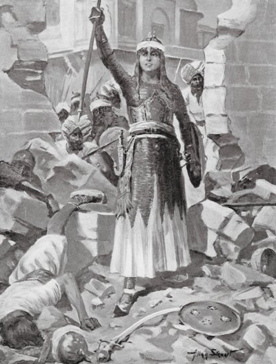 Księżniczka Chand Bibi broni Ahmadnagaru autorstwa Allan Stewart