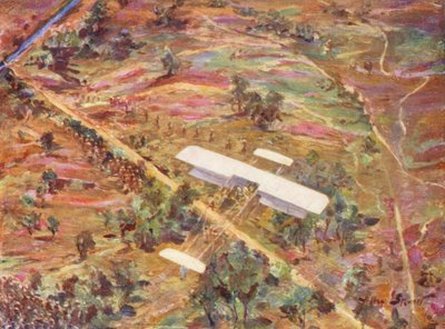 WW1: Rozpoznanie z powietrza (kolorowa litografia) autorstwa Allan Stewart