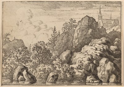 Kościół na wzgórzu, prawdopodobnie ok. 16451656. autorstwa Allart van Everdingen
