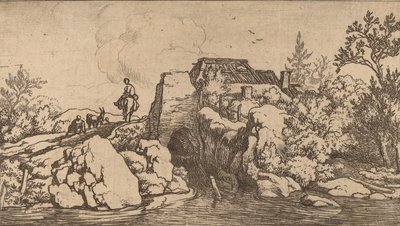 Jeździec na Kamiennym Moście, prawdopodobnie ok. 16451656. autorstwa Allart van Everdingen