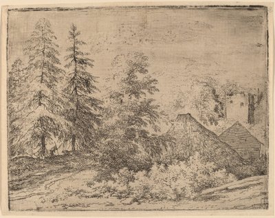 Człowiek między dwoma jodłami, prawdopodobnie ok. 16451656. autorstwa Allart van Everdingen