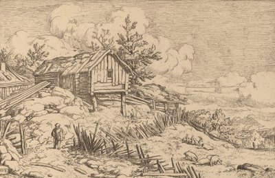 Mężczyzna w pobliżu wejścia do rujnującego żywopłotu, prawdopodobnie ok. 16451656. autorstwa Allart van Everdingen