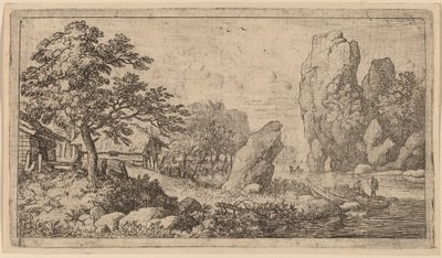 Spiczasty głaz na brzegu rzeki, prawdopodobnie ok. 16451656. autorstwa Allart van Everdingen